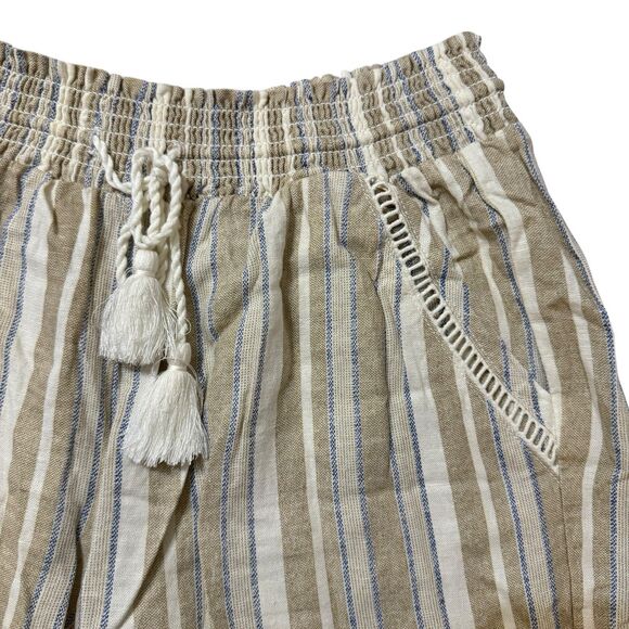 Briggs Women’s Size SMALL Linen/Rayon Shorts Tan/Blue/Cream Striped 4 Pocket - Picture 5 of 9